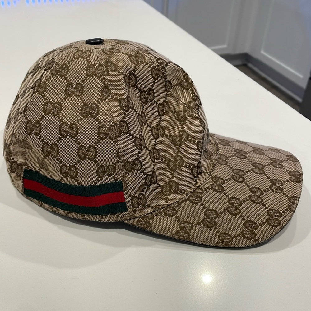 100% Authentic GUCCI Original GG Baseball Cap 200035 Beige Brown Multi Polyester